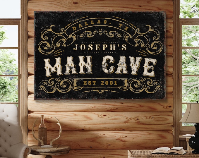 Personalized Underground Sign, Custom Man Cave Wall Sign, Custom Text, Year Established, Large Mancave Framed Canvas, Custom Gift for Him