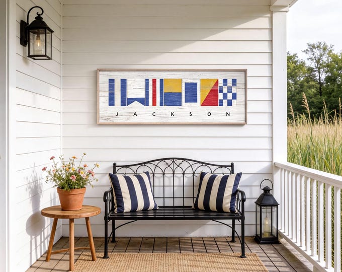 Nautical Flag Art Spelling Your Name In Maritime Signal Flags, Custom Navy Coastal
