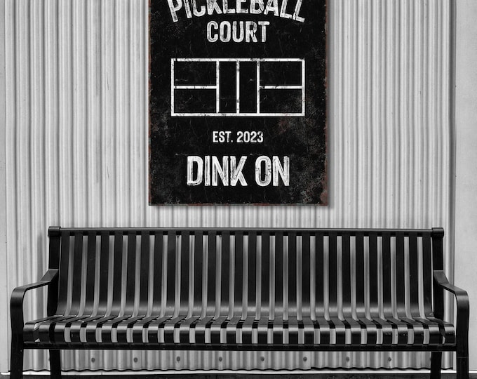 Pickleball Court Sign: Personalized Home Decor (Black & White)