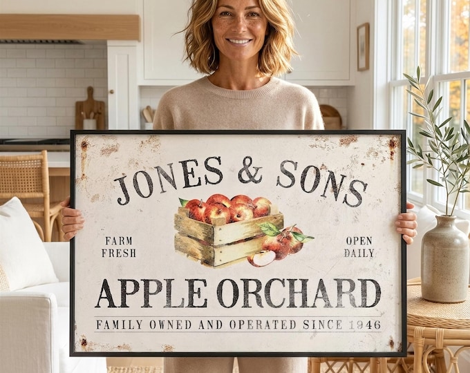 Apple Picking Decor, Custom Orchard Sign, Rustic Red Apple Crate Fall Wall Art
