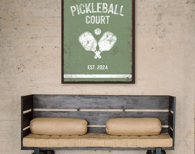 Personalized Pickleball Court Sign - Custom Name with Paddles Design