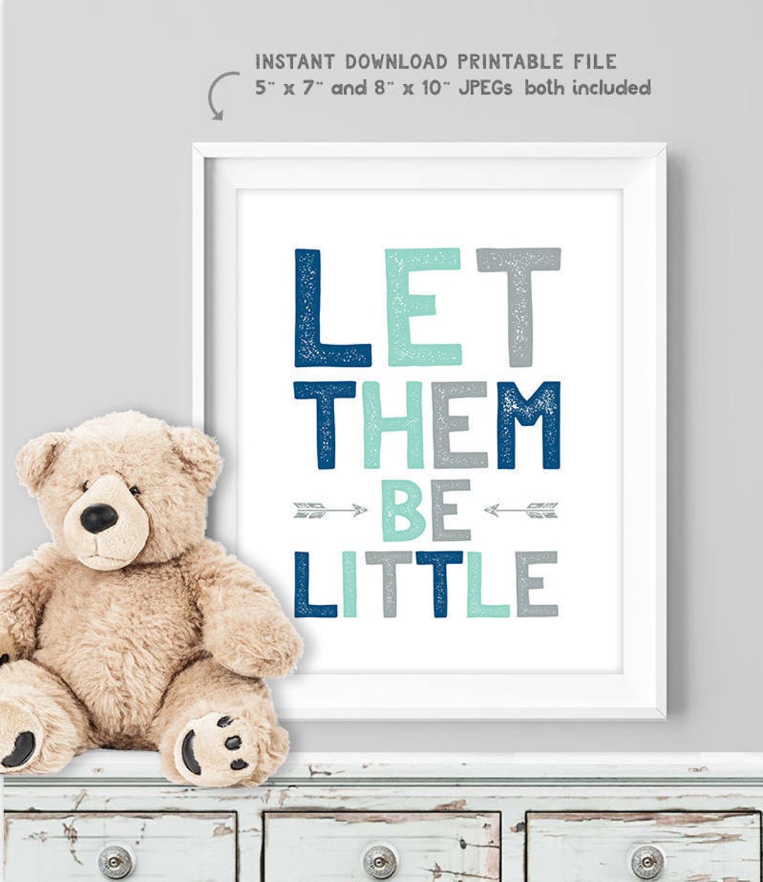 Let Them Be Little Poster / Tribal Wall Art Print DIY / Arrow Sign ...