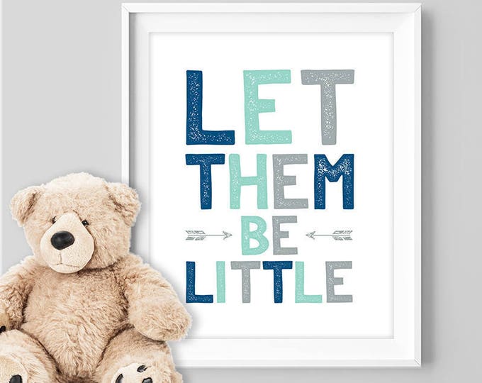 let them be little poster / tribal wall art print DIY / arrow sign, NAVY MINT nursery poster, bedroom art ▷ digital printable poster jpeg
