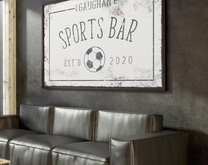 Vintage Sports Bar Sign - Custom Soccer Fan Art on Canvas