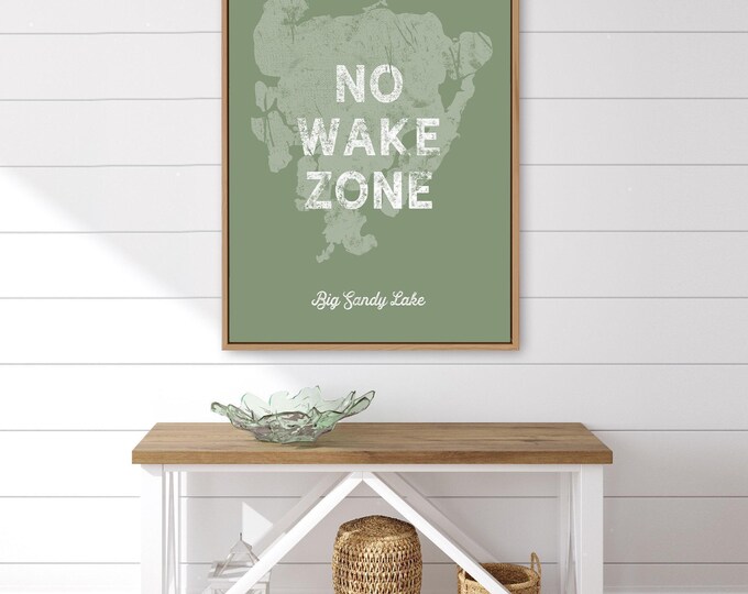 No Wake Zone Sign: Vintage Lake House Art - Personalized Canvas