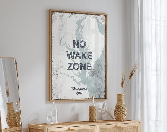 No Wake Zone Wall Art - Vintage Style Lake House Decor