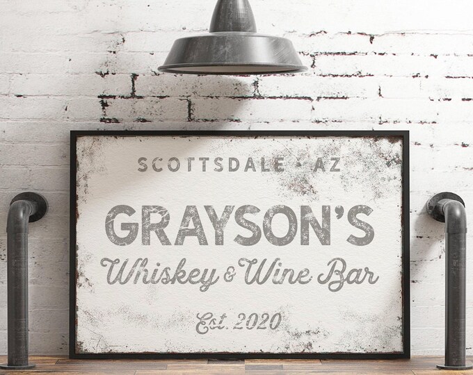 Personalized Whiskey Bar Sign: Rustic Farmhouse Wall Art