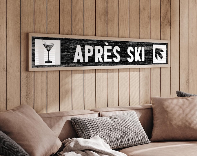 Ski Trail Sign, Personalized Vintage Style (Canvas, Paper, Aluminum)
