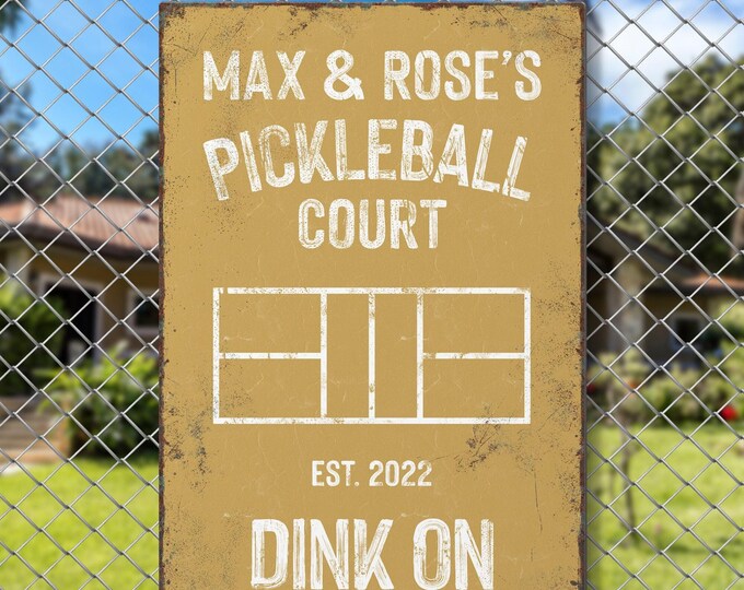 Pickleball Court Sign, Personalized, Butternut Yellow (Custom Name & Year)