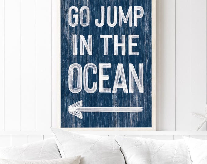 Directional Ocean Sign: Nautical Beach Decor (Canvas or Paper Options)