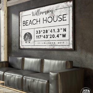 Coordinates Print Beach House Sign With A Scallop Shell And Your Established Year