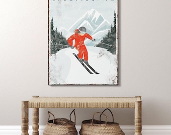 Personalized Ski House Sign, Vintage Style (Custom Mountain Name)