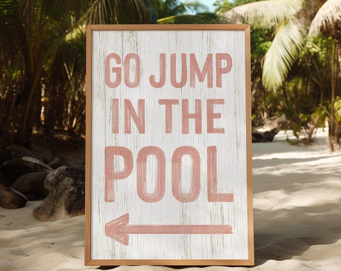 Go Jump Pool Sign: Rustic Wall Decor (Left or Right Arrow, Custom Colors)
