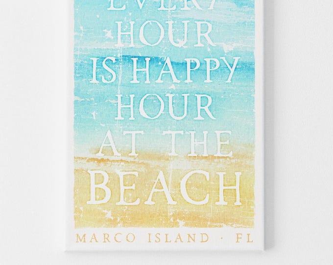 Beach Bar Sign, Weathered Vintage Style, Turquoise (Custom Text)