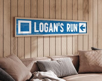 Ski Trail Name Sign: Blue Square, Faux Weathered Wood - Rustic Cabin
