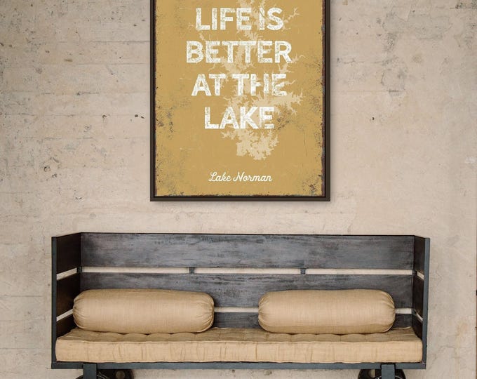 Lakehouse Canvas Sign, Vintage Distressed Style (Custom Lake Name, Multiple Sizes)