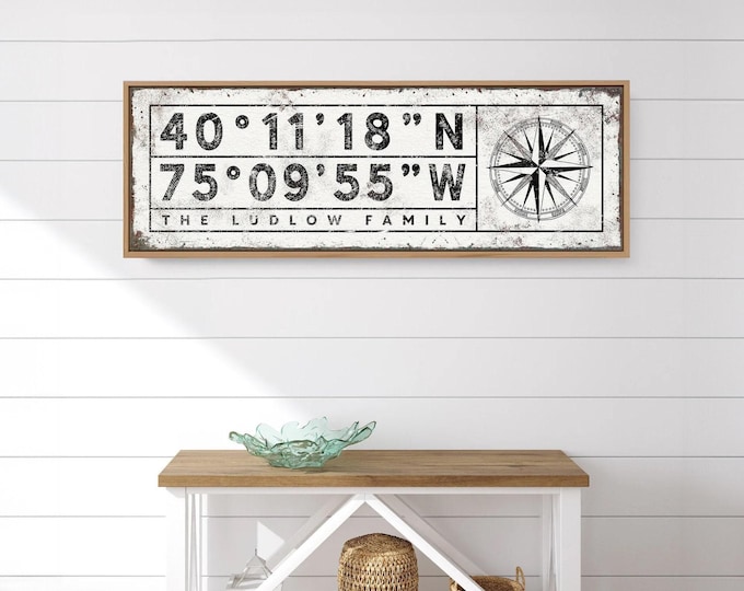 Coordinates Canvas Print: Custom Latitude & Longitude (Framed or Unframed)