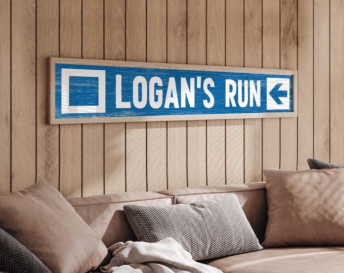 Ski Trail Name Sign: Blue Square, Faux Weathered Wood - Rustic Cabin