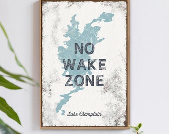 No Wake Zone Sign: Custom Lake Name - Rustic Farmhouse Style