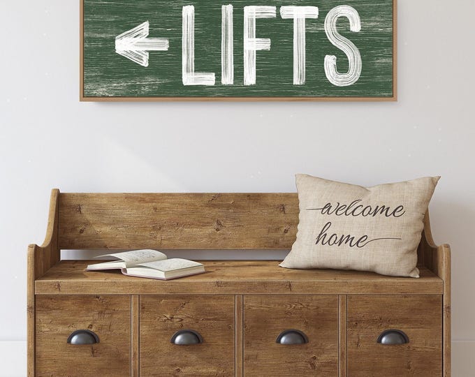 Rustic Ski Lifts Sign - Vintage Mountain Chalet Decor