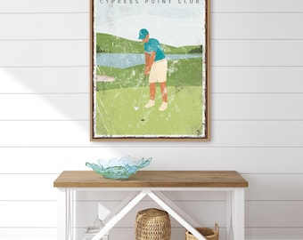 golf gift for him, personalized GOLF LIFE sign, custom golf gift for Dad, unique golf home decor, vintage California wall art {vpg}