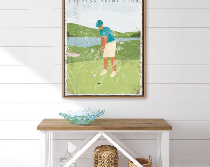golf gift for him, personalized GOLF LIFE sign, custom golf gift for Dad, unique golf home decor, vintage California wall art {vpg}