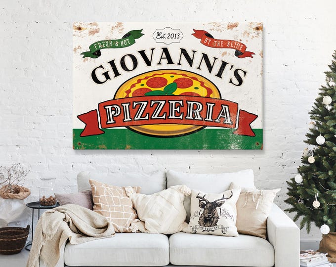 Pizza Wall Art: Rustic Man Cave Decor - Clay Coated Canvas