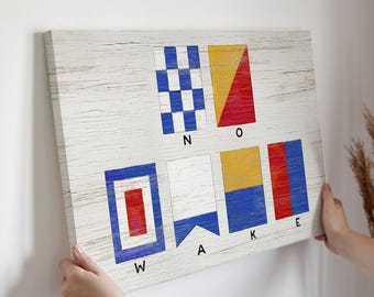 Sailing Decor Canvas, Nautical Flags Custom Text (Multiple Sizes)