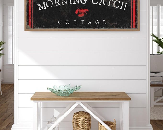 Beach House Sign Print: Personalized Lobster Art on Canvas