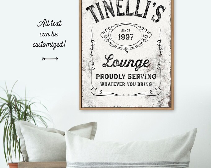 Funny Bar Sign Canvas: Rustic White Farmhouse Lounge Decor