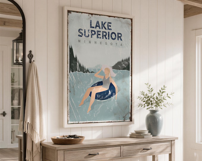 Personalized Lake Life Sign, Custom Lake Name Vintage Print, Lake House Wall Art Gift for Her
