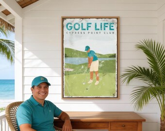 Vintage Golf Sign: Personalized Course Name, Custom Wall Art