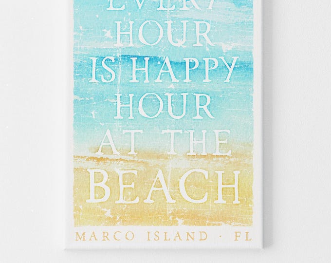 Beach Bar Sign, Weathered Vintage Style, Turquoise (Custom Text)