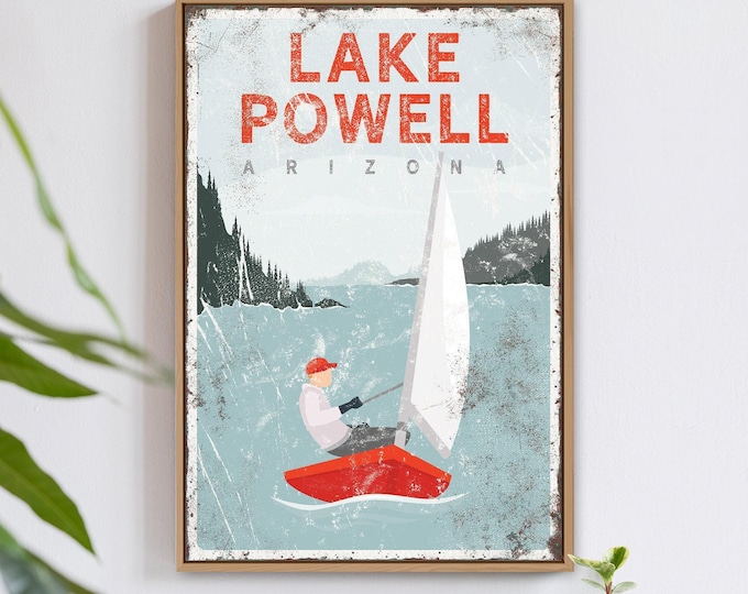 Custom Lake Sailboat Wall Art - Vintage Look with Rustic Frame