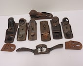 block planes lot vintage wood planes parts spokeshave,stanley and others junk drawer broken tools lot.for parts repair