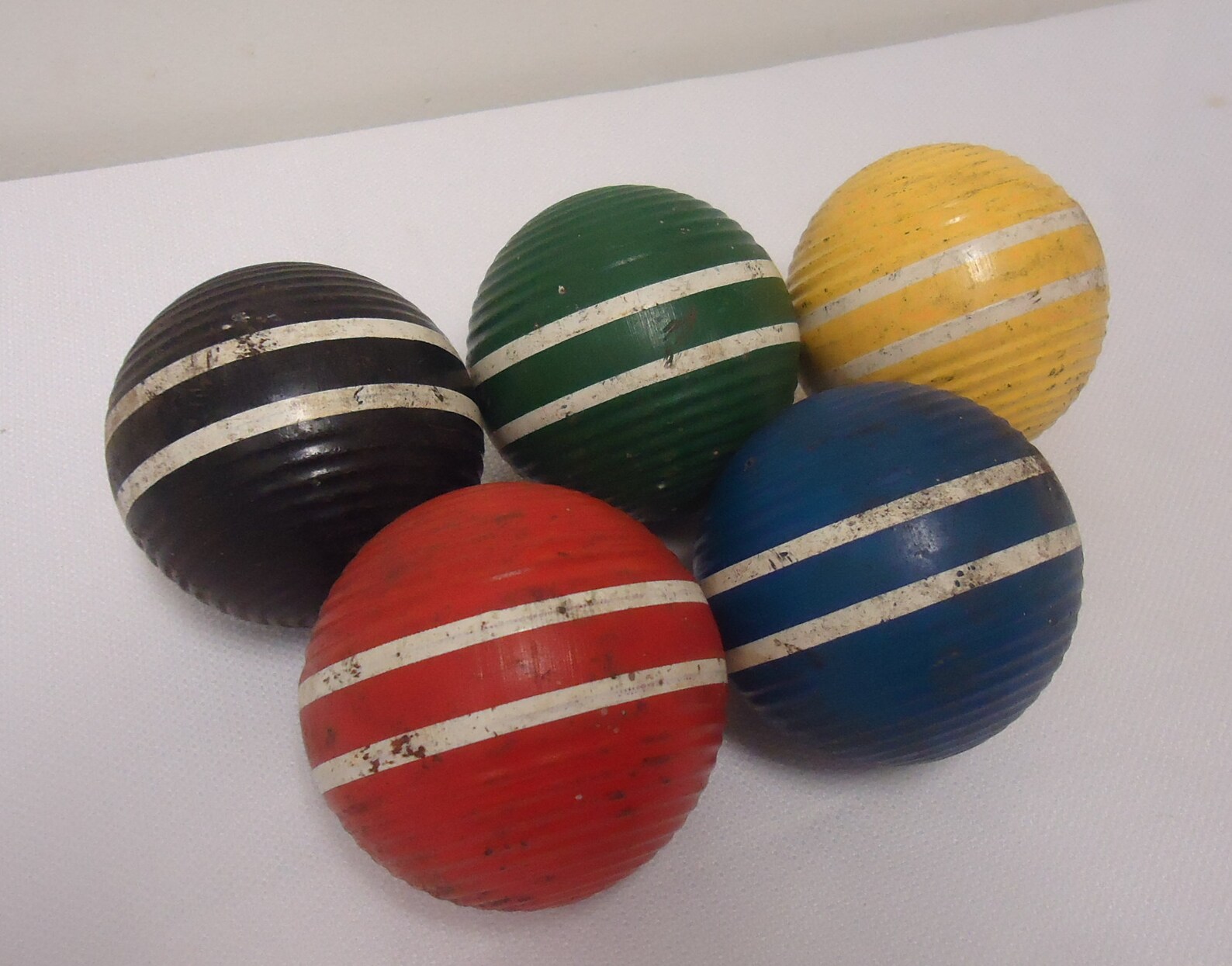 5 bolas de croquet acanaladas lote de madera vintage Etsy