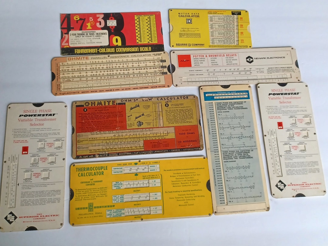 Slide Rulers Electric Chart Calculator Lot Vintageohmite Ohms - Etsy