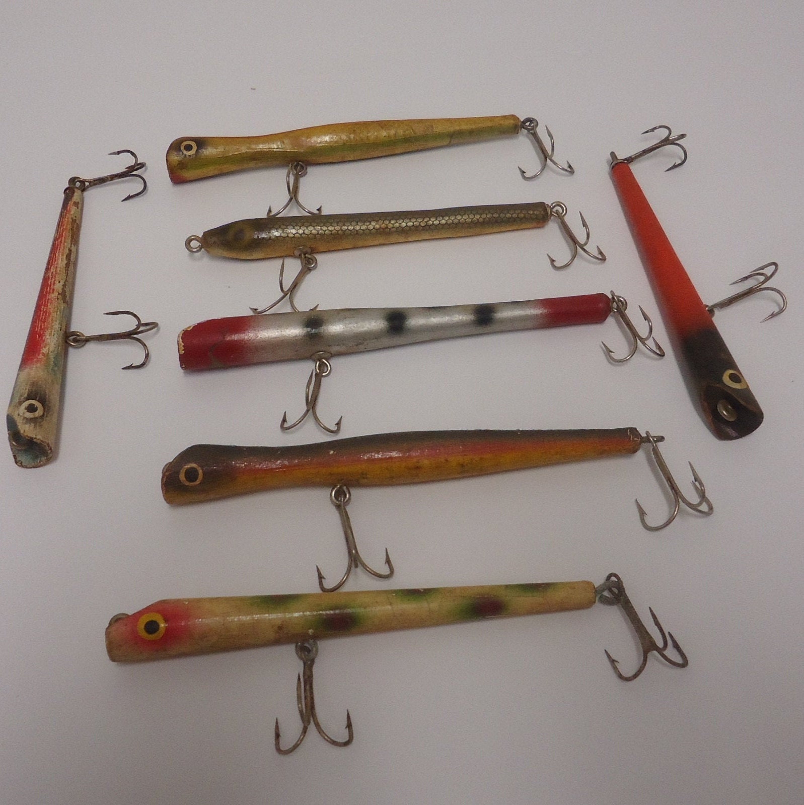 Pencil plugs lures vintage wooden stick fishing lures Etsy