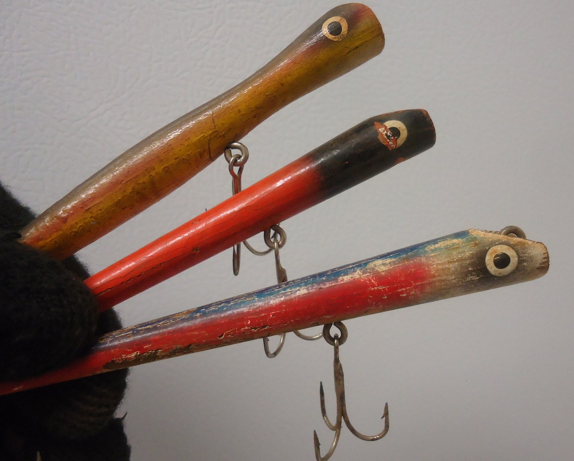 Pencil plugs lures vintage wooden stick fishing lures Etsy