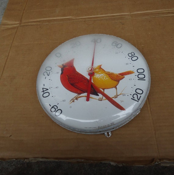 Outdoor thermometer vintage cardinal birdsoriginal jumbo dial Etsy