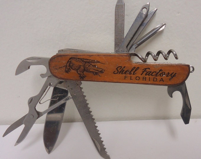 Florida Gator Pocket Folding Knife Vintage Multi Purpose Survival Kit