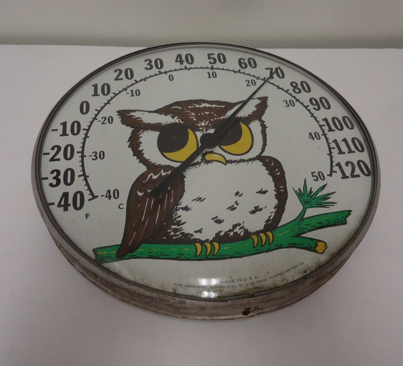 Owl Thermometer Ohio Jumbo Dial Vintage Outdoor Garden Etsy