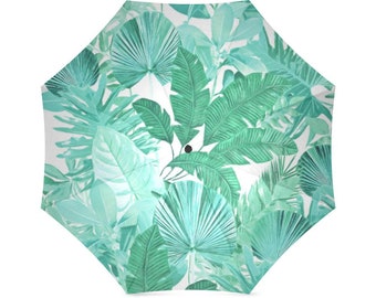 Castlefield Tropical Leaf Green Palm Tree Foldable Umbrella