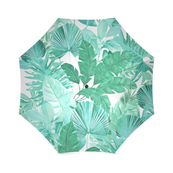 Castlefield Tropical Leaf Green Palm Tree Foldable Umbrella