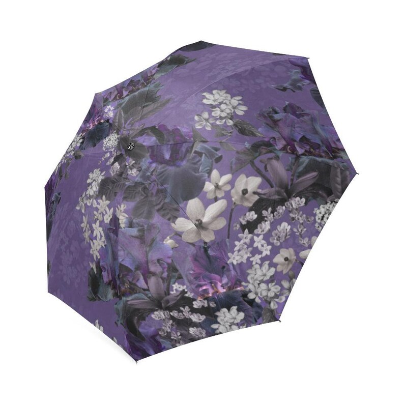 Castlefield Lalia Lilac Floral Flower Pattern Foldable Umbrella image 2