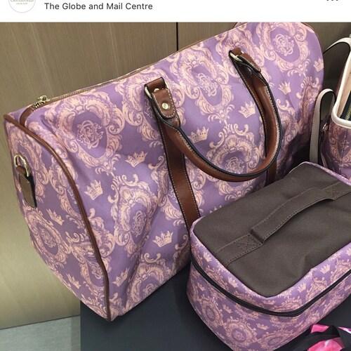 Castlefield Caia Pink Gold Regal Royal Pattern Pink and Lavender Travel Bag Duffel Overnight Gym Bag shops Pretty Feminine Luggage