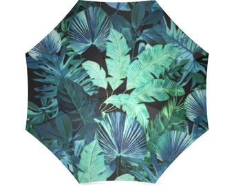 Castlefield Tropical Leaf Dark Green Palm Tree Foldable Umbrella