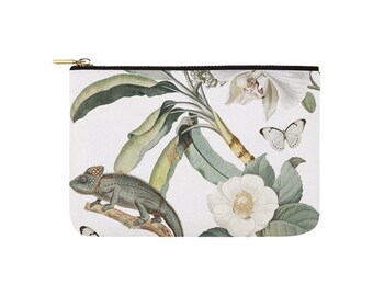 Castlefield Camaleo Tropical Jungle Chameleon Butterflies Orchid Floral Toiletries Bag Makeup Bag Accessories Pouch Melanin Dark Skin Beauty