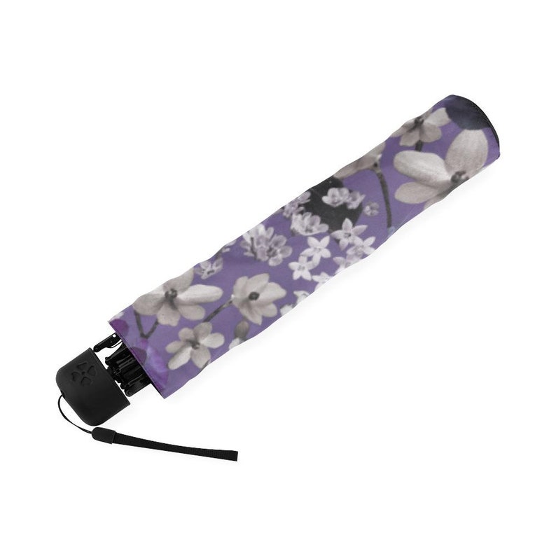 Castlefield Lalia Lilac Floral Flower Pattern Foldable Umbrella image 4