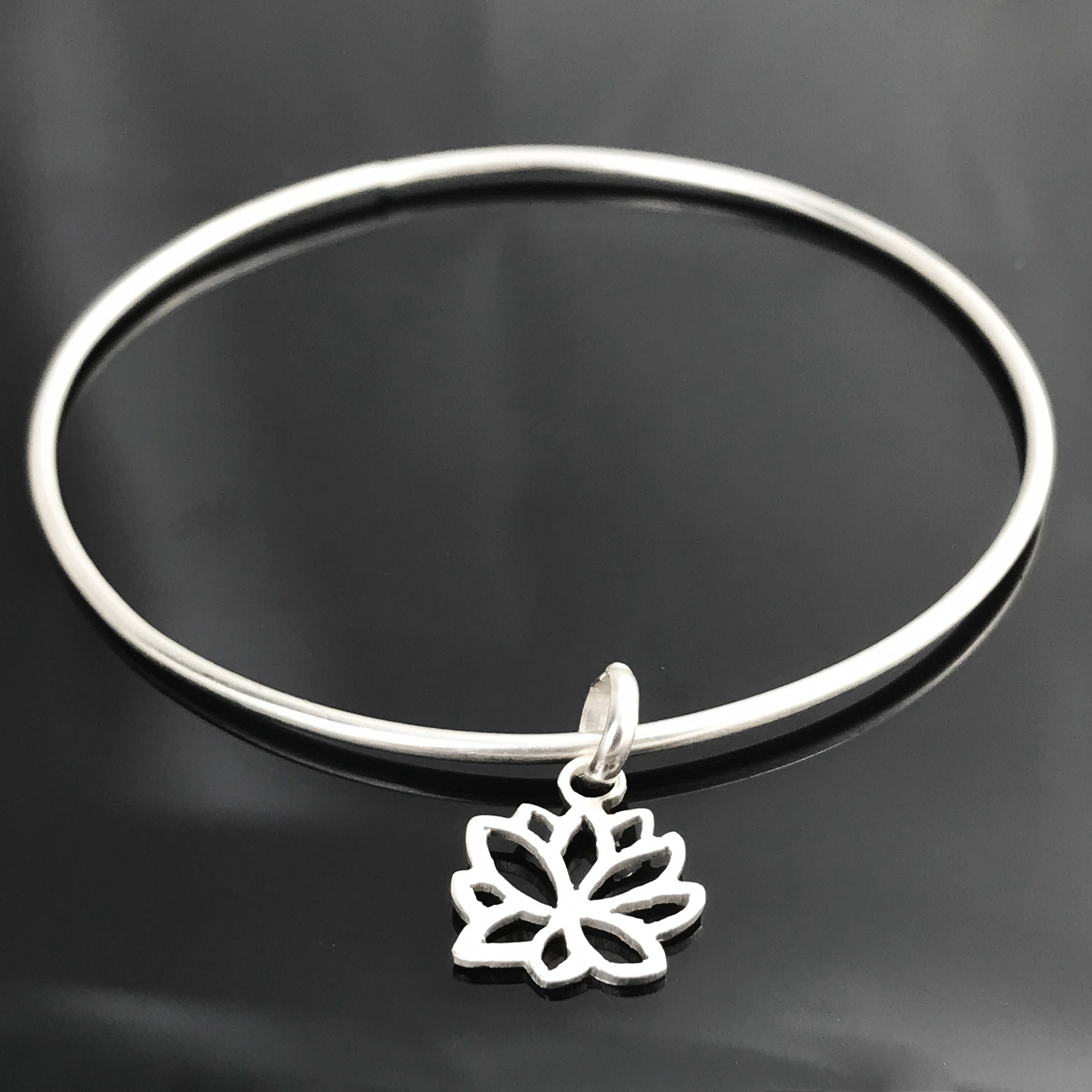 Lotus bracelet Sterling silver bangle Yoga jewelry Lotus Etsy